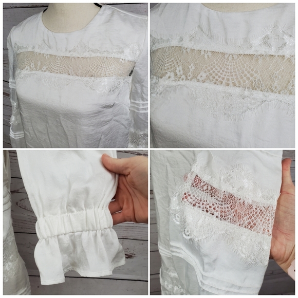 NWT Endless Rose sleeved lace detail white dress - Picture 11 of 12